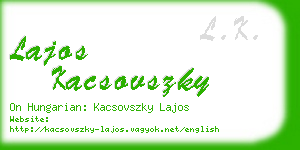 lajos kacsovszky business card